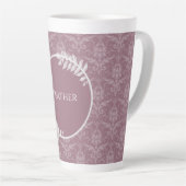 Mauve Elegant Damask Personnalisé Latte Mug (Angle droit)