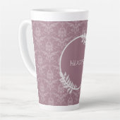 Mauve Elegant Damask Personnalisé Latte Mug (Angle gauche)