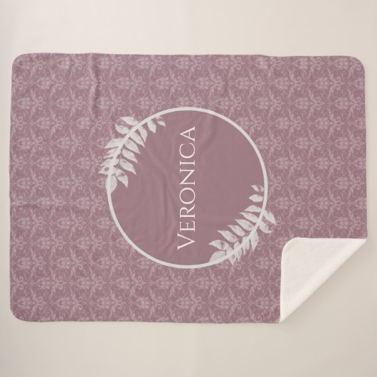 Mauve Elegant Damask Persoonlijk Sherpa Blanket Sherpa Deken (Voorkant (horizontaal))
