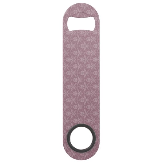 Mauve Elegant Damask Persoonlijke Bar Key Speed Flessenopener (Achterkant)