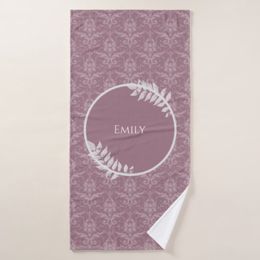 Mauve Elegant Damask Persoonlijke set handdoeken (Badhanddoek)