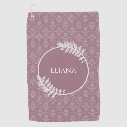 Mauve Elegant Damask Serviette de golf personnalis (Devant)