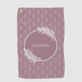 Mauve Elegant Damask Specialized Golf Towel Golfhanddoek (Voorkant)