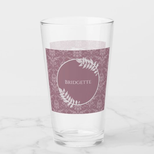 Mauve Elegant Damask Verre Personnalisé (Devant)