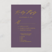Mauve Elegant Goud Script Minimalistische Bruiloft Informatiekaartje (Voorkant)