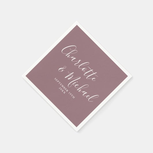 Mauve Elegant Handtekening Script Bruiloft Servet (Hoek)