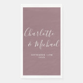 Mauve Elegant Handtekening Script Bruiloft Servet (Voorkant)