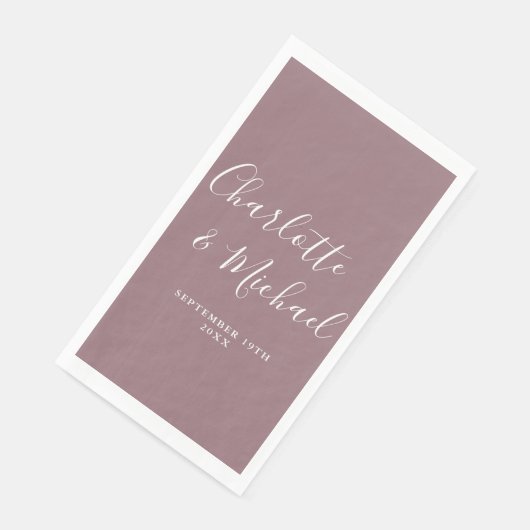 Mauve Elegant Handtekening Script Bruiloft Servet (Hoek)