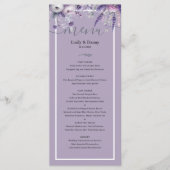 Mauve Elegant Lavendel Botanische bruiloft Menu (Voorkant)