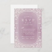 Mauve élégant mariage romantique vintage RSVP (Devant / Derrière)