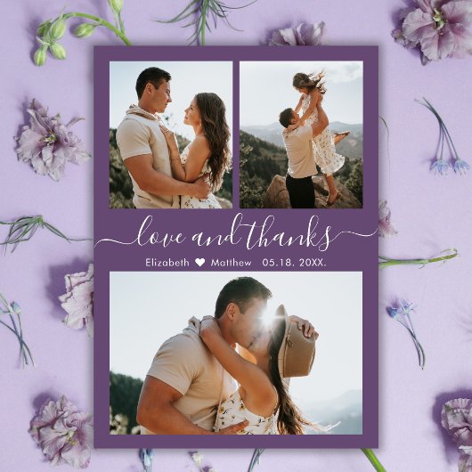 Mauve Elegant Merci Script Photo Collage Mariage