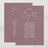 Mauve Elegant Moderne Zitting Grafiek Tafelnummer (Voorkant / Achterkant)