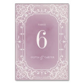 Mauve élégant romantique carte de table de mariage (Dos)