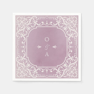 Mauve elegant romantisch  monogram servet