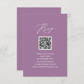 Mauve Élégant Script Minimaliste QR Wedding RSVP (Devant / Derrière)