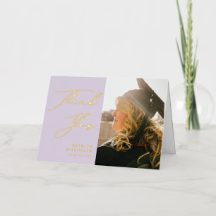 Mauve Elegante Script Eenvoudige Afstudeer Dankjew Folie Wenskaart