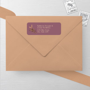 Mauve en Brons Herfst Leaf Bruiloft Retouradres Etiket