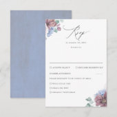 Mauve en Dusty Blue Floral bruiloft RSVP (Voorkant / Achterkant)