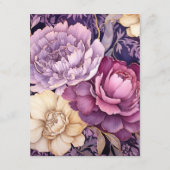 Mauve en Gold Floral bruiloft Gast Details Informatiekaartje (Achterkant)