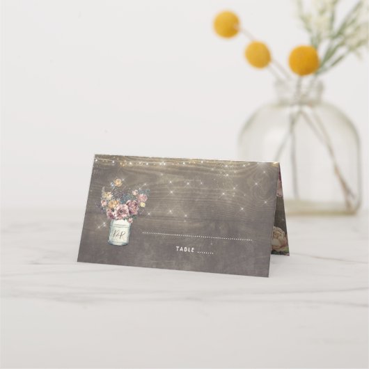 Mauve en Goud Bloemen Mason Jar Rustieke Bruiloft (Voorkant)