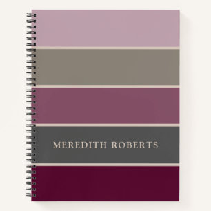Mauve en Green Dramatic Wide Stripes gepersonalise Notitieboek
