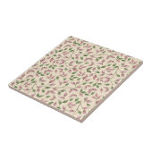 Mauve en Green Leaf Seamless Pattern Ceramic Tile Tegeltje (Zijkant)