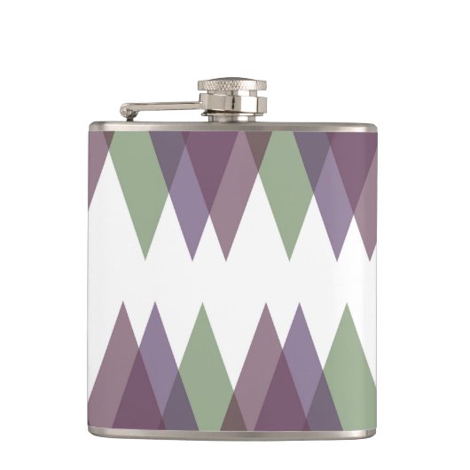 Mauve en groene driehoeken heupfles (Voorkant)