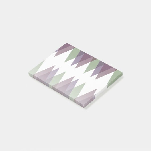 Mauve en groene driehoeken post-it® notes (Schuin)