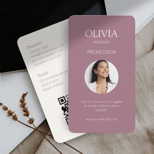 Mauve en Ivoor Foto Sociale QR Code Visitekaartje