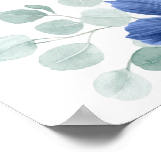 Mauve en Navy Blauwe Bloemen Trouwstoel Grafiek Poster (Hoek)