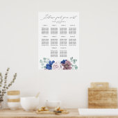 Mauve en Navy Blauwe Bloemen Trouwstoel Grafiek Poster (Keuken)