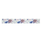 Mauve en Navy Blue Bloemen Botanische Satijnen Lin Lint (Voorkant)
