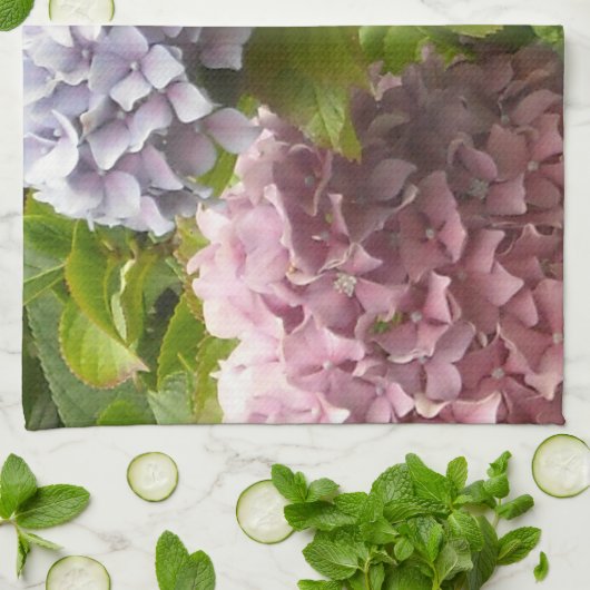 Mauve en roze hydrangeas theedoek (Gevouwen)