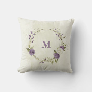 mauve en witte bloemen kussen
