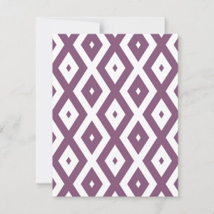 Mauve en witte ruitvormig patroon RSVP kaartje