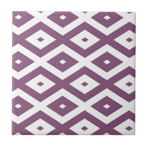 Mauve en witte ruitvormig patroon tegeltje
