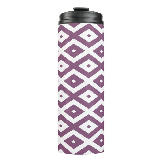 Mauve en witte ruitvormig patroon thermosbeker (Voorkant)