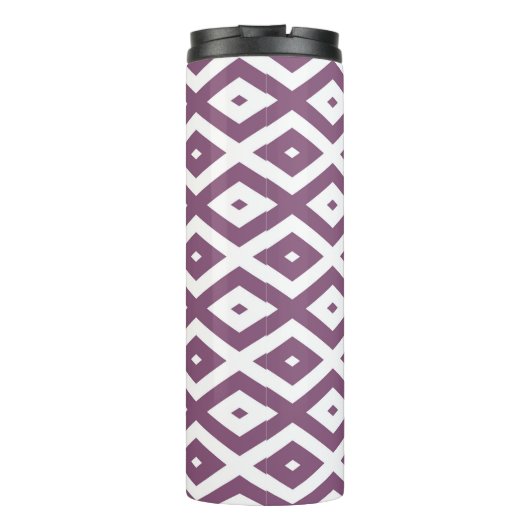 Mauve en witte ruitvormig patroon thermosbeker (Achterkant)