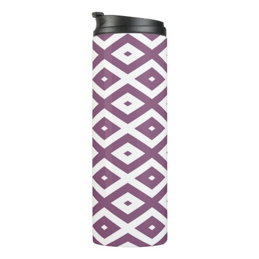 Mauve en witte ruitvormig patroon thermosbeker (Geroteerd rechts)