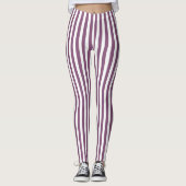 Mauve en witte snoepjes strepen leggings (Voorkant)