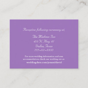 Mauve en witte trouwkaarten informatiekaartje