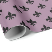 Mauve en zwart Antiek Fleur de Lis Paris Pattern Cadeaupapier (Rol Hoek)