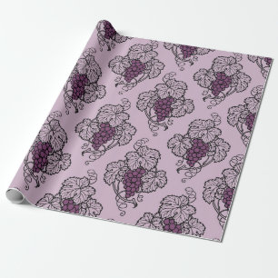 Mauve en zwart druivenpatroon cadeaupapier