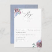 Mauve et Dusty Blue Floral Wedding RSVP (Devant / Derrière)