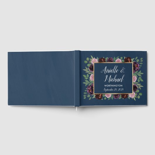 Mauve et Marine Blue Gold Plum Mariage livre d'hôt (Complet)