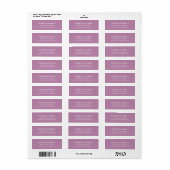 Mauve Étiquette de adresse moderne simple (Feuille entière)