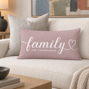 Mauve Familie Hart Script Monogram Kussen