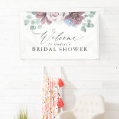 Mauve Floral Bridal / Baby shower welkomstbanner Spandoek (Insitu)