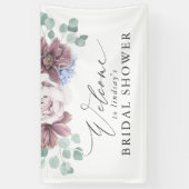 Mauve Floral Bridal / Baby shower welkomstbanner Spandoek (Verticaal)