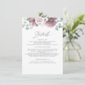 Mauve Floral bruiloft informatie Informatiekaartje (Staand voorkant)